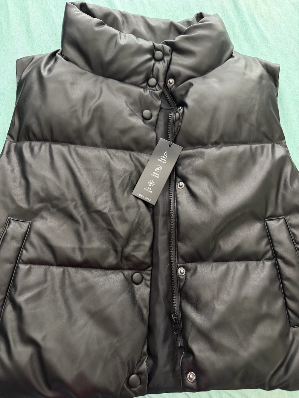 NWT Love Tree Black Puffer Vest with Stand Collar - Women's Jacket & Coat